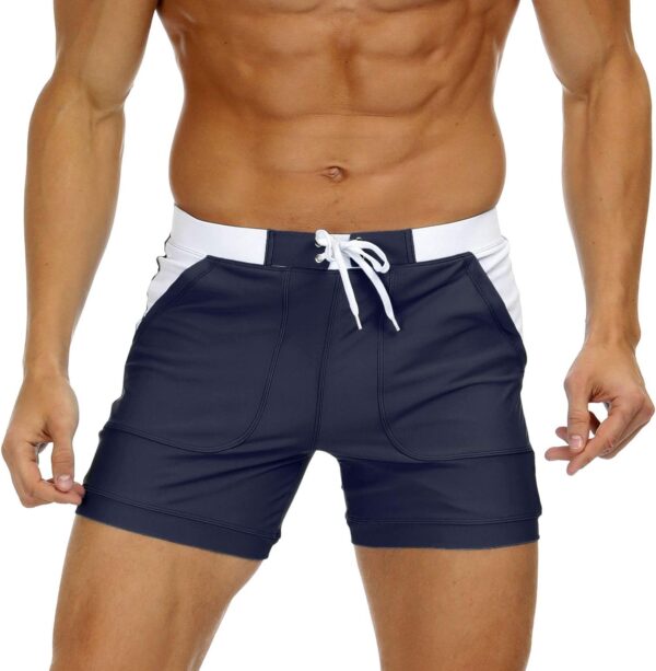 Men's Swimwear Swimsuits Solid Basic Long Swim Sport Trunks Board Shorts with Pockets