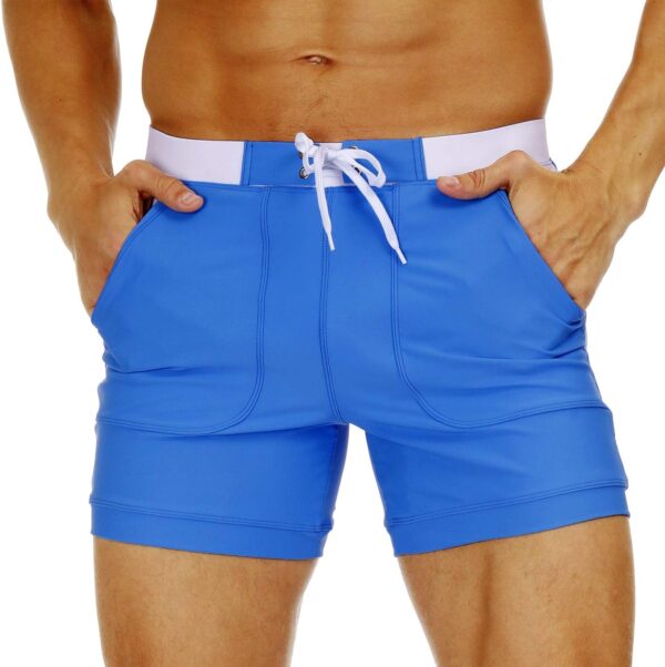 Men's Swimwear Swimsuits Solid Basic Long Swim Sport Trunks Board Shorts with Pockets