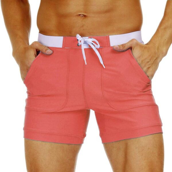 Men's Swimwear Swimsuits Solid Basic Long Swim Sport Trunks Board Shorts with Pockets