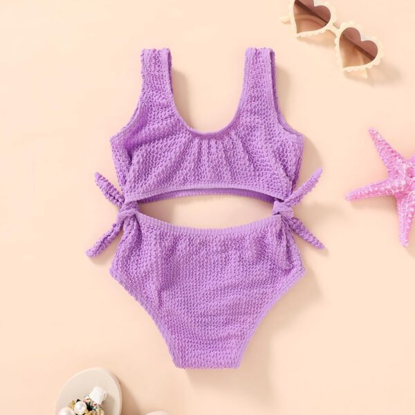 Toddler Girl One Piece Swimsuit Color Block Stripe Swimwear Summer Beach Bathing Suit 12M-5T