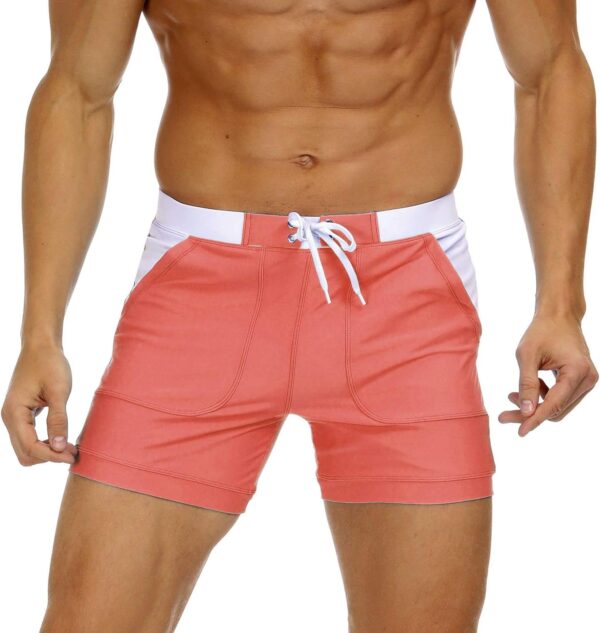 Men's Swimwear Swimsuits Solid Basic Long Swim Sport Trunks Board Shorts with Pockets