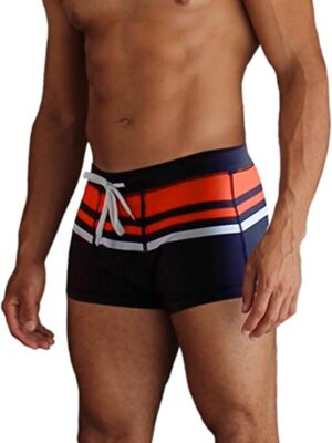 Men's Square Leg Swim Briefs Printed Swimsuit Athletic Swimwear Bathing Suit Swimming Trunks