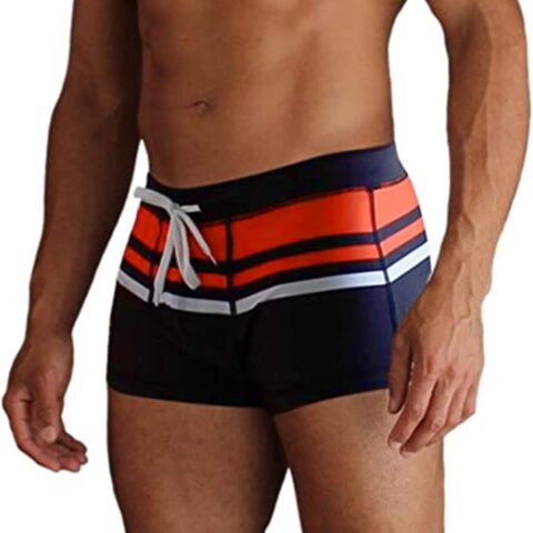 Men's Square Leg Swim Briefs Printed Swimsuit Athletic Swimwear Bathing Suit Swimming Trunks