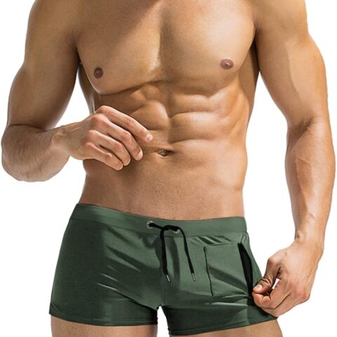 Mens Swim Trunks Swimwear Bathing Suit Swim Brief Square Leg Board Short S-3XL