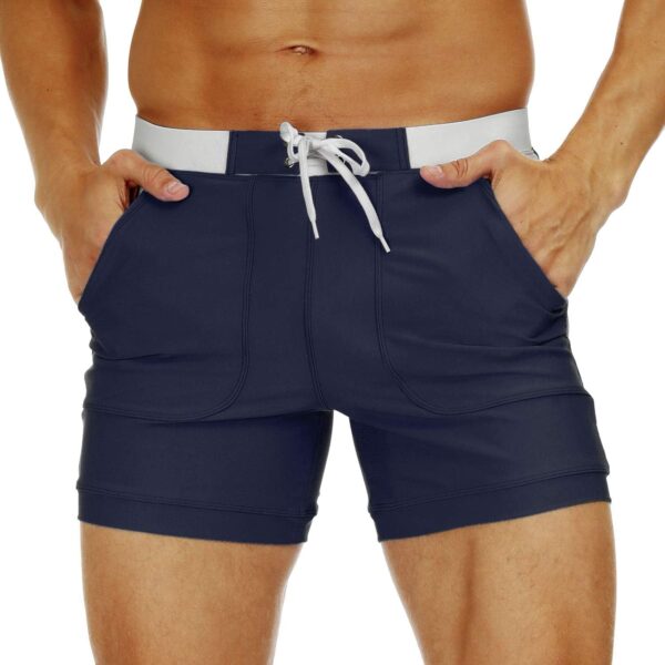 Men's Swimwear Swimsuits Solid Basic Long Swim Sport Trunks Board Shorts with Pockets