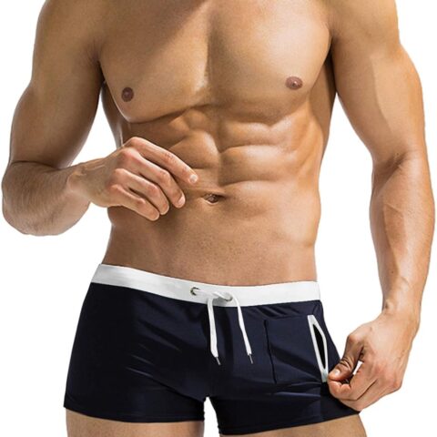 Mens Swim Trunks Swimwear Bathing Suit Swim Brief Square Leg Board Short S-3XL