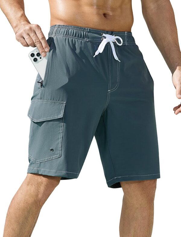 Mens Swim Trunks with Compression Liner Quick-Dry 10" Stretch Beach Shorts