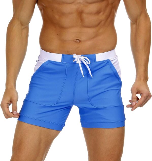 Men's Swimwear Swimsuits Solid Basic Long Swim Sport Trunks Board Shorts with Pockets