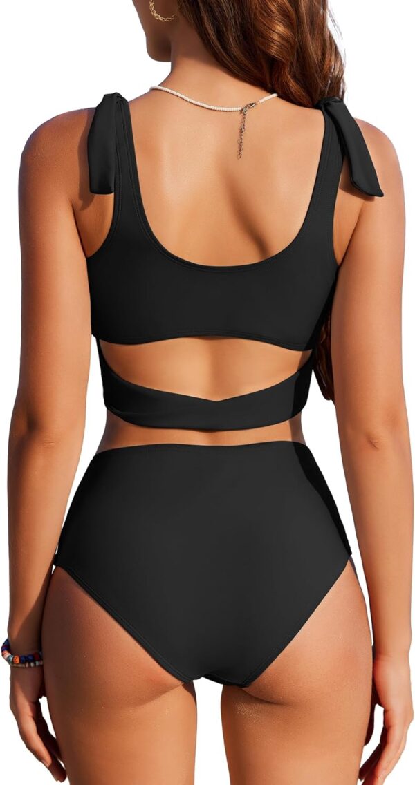 Womens High Waisted Bikini Sets Scoop Neck Two Piece Swimsuits Sporty Bathing Suits Swimwear 2025