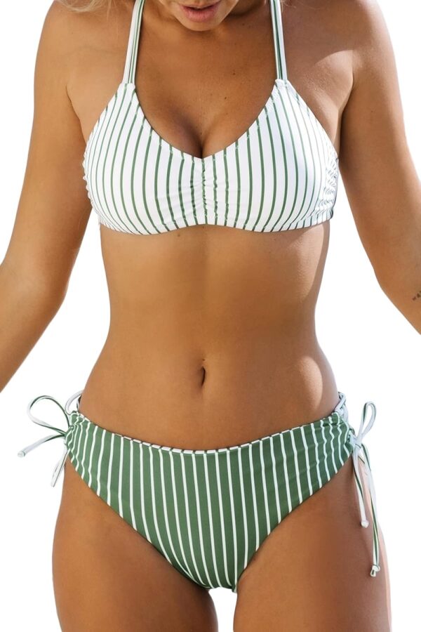 Women's 2 Piece Bikini Set Back Braided Straps with Reversible Bottom