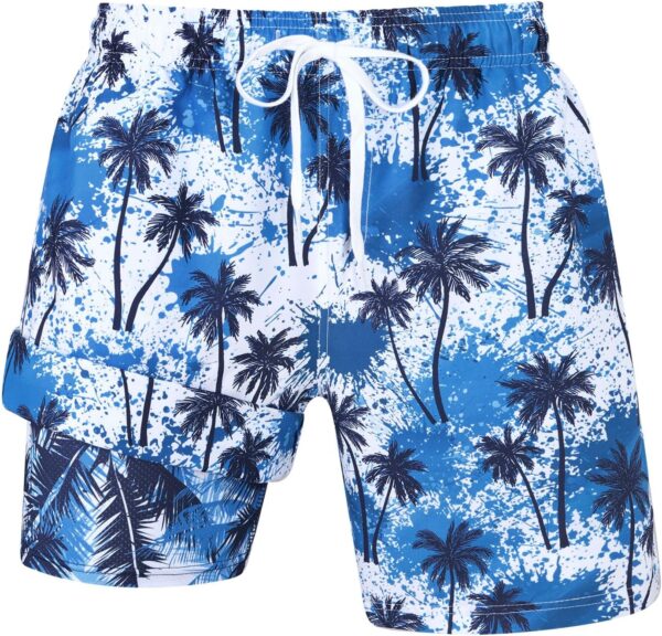 Mens Swim Trunks with Compression Liner Swimming Shorts 7 Inch Inseam Waterproof Quick Dry Beach Sport Shorts M-XXL